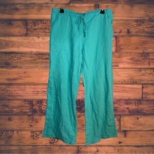 FLAX Aqua 100% Linen Pants Small